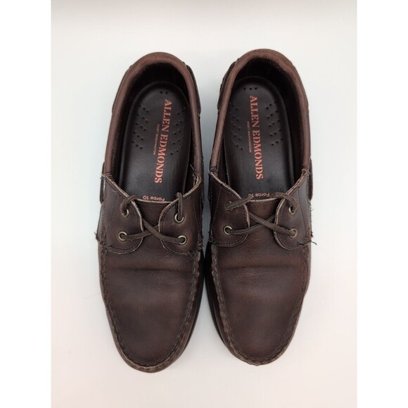 Allen Edmonds Port Washington Force 10 Brown Leather Laces Boat Shoes Mens 8.5D - Picture 3 of 10